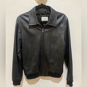 Sandro black leather jacket size medium